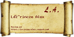 Lőrincze Alex névjegykártya